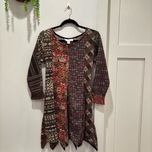 Sacred Threads Boho Fairy Vintage Patchwork Womens Dress Mixed Print Size Medium